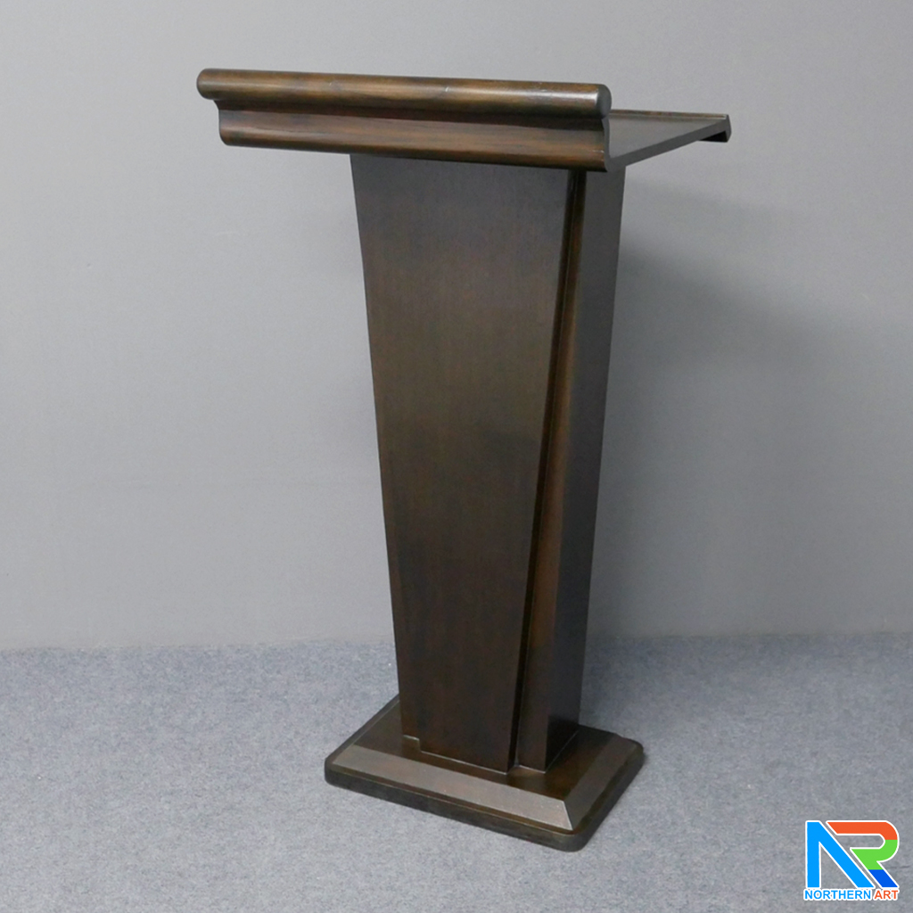 โพเดียมไม้ สีโอ๊ค ทรงโมเดิร์น TOPตรง ขนาด (W)56 x (L)48 cm. สูง 112 cm.