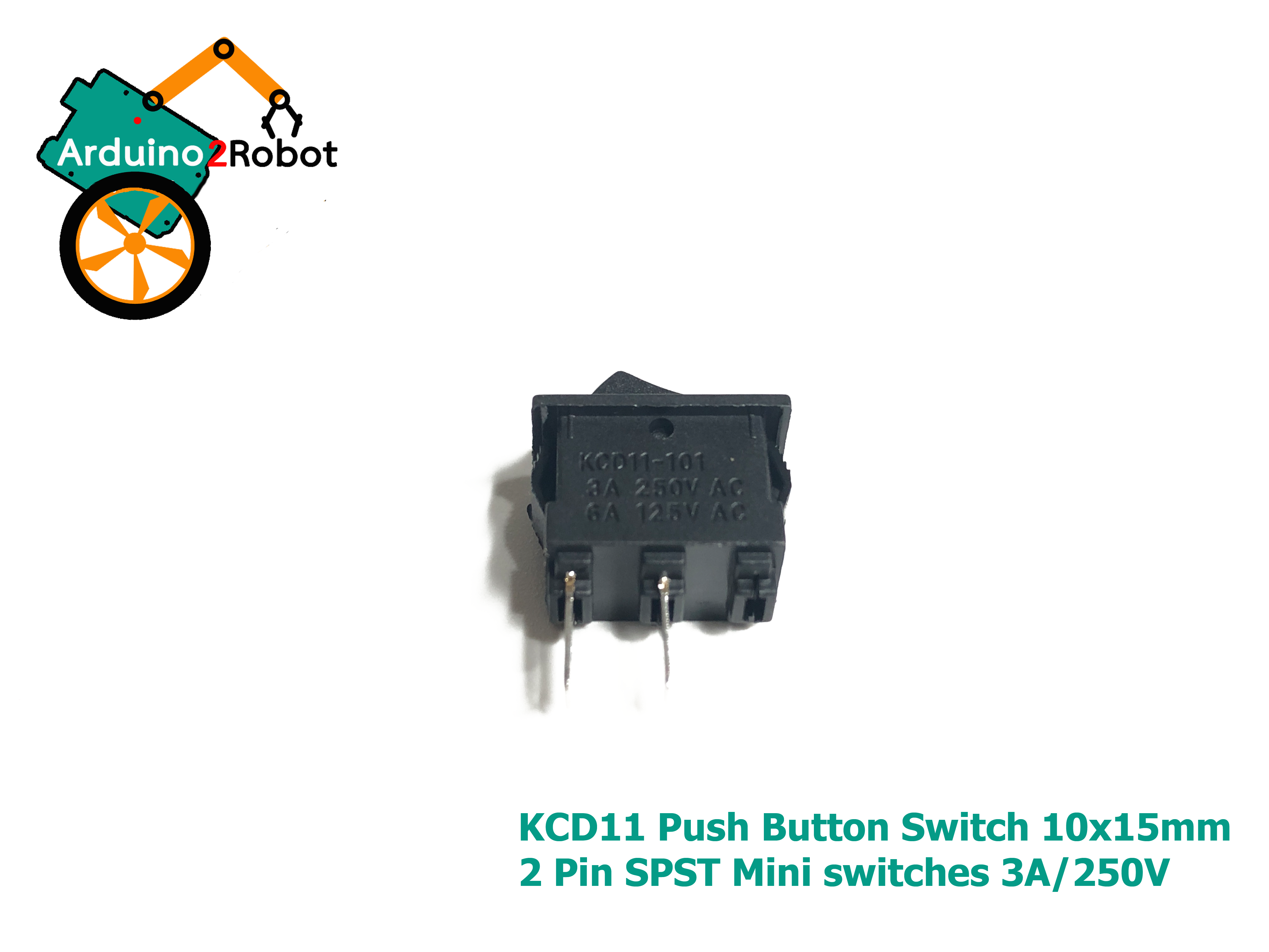 KCD11 Push Button Switch สีดำ 10x15mm 2 Pin SPST Mini switches 6A/125V 3A/250V Snap-in ON-OFF