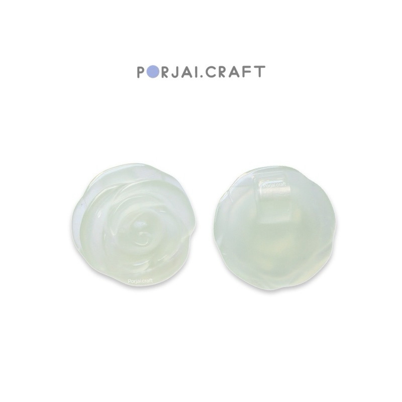 New Jade Rose Shank Button Bead ลูกปัดดอกกุหลาบนิวเจด 29mm