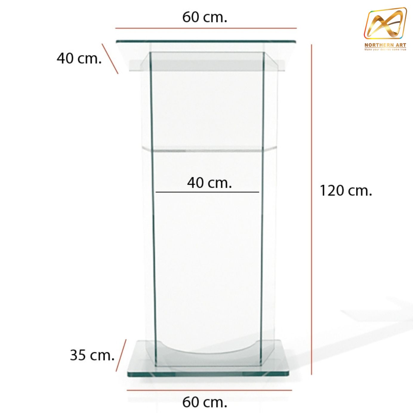 โพเดียม อะคริลิคใส AC-01 ขนาด(W)60 x (L)40 x (H)120 cm. TOP เอียงพร้อมกันตก วัสดุอะคริลิคใส หนา 10-20 มม.
