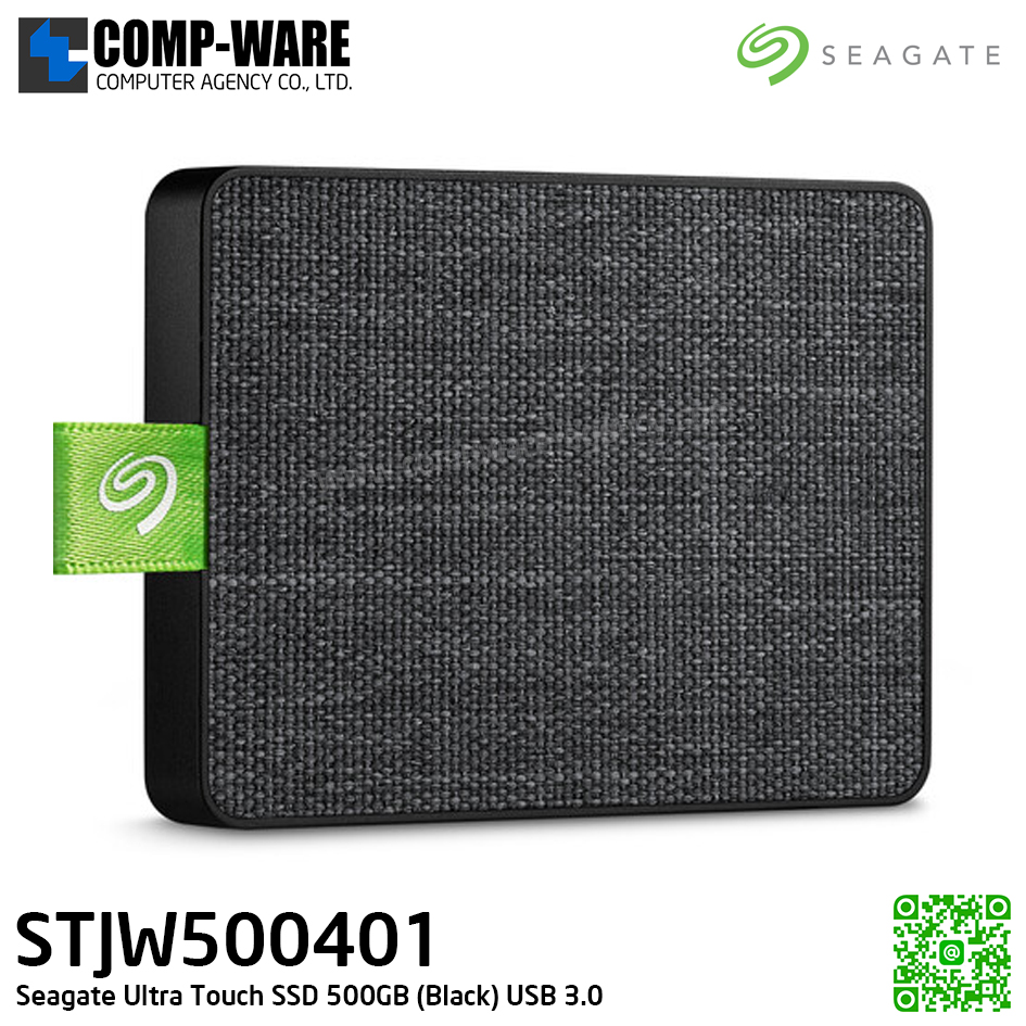 Seagate Ultra Touch SSD 500GB (Black) USB 3.0 Speed Up to 400MB/s **เนื้อสัมผัสเป็นผ้า** สามารถโอนถ่ายข้อมูลผ่านโทรศัพท์มือถือ Android (OTG) STJW500401