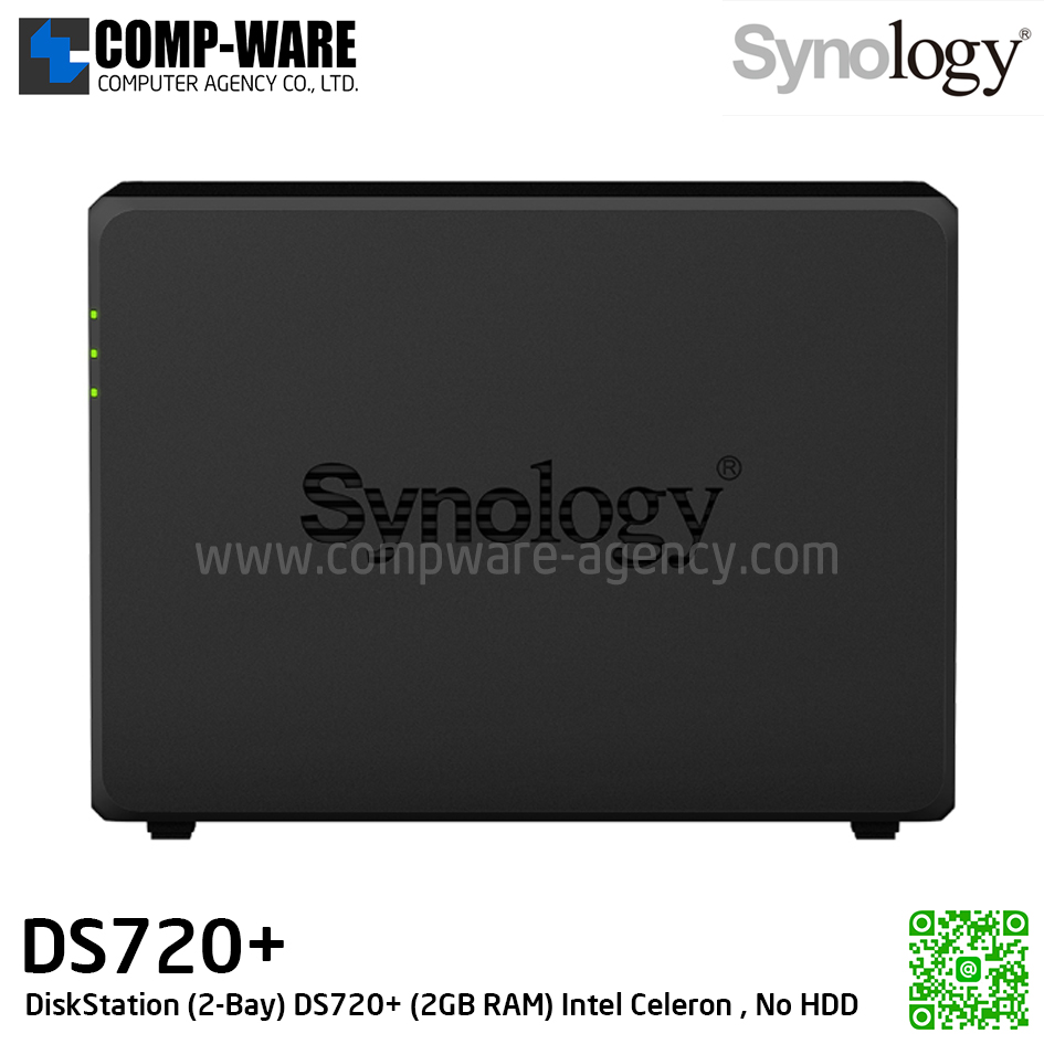 Synology DiskStation (2-Bay) DS720+ (2GB RAM up to 6GB) Intel Celeron Quad-Core, No HDD