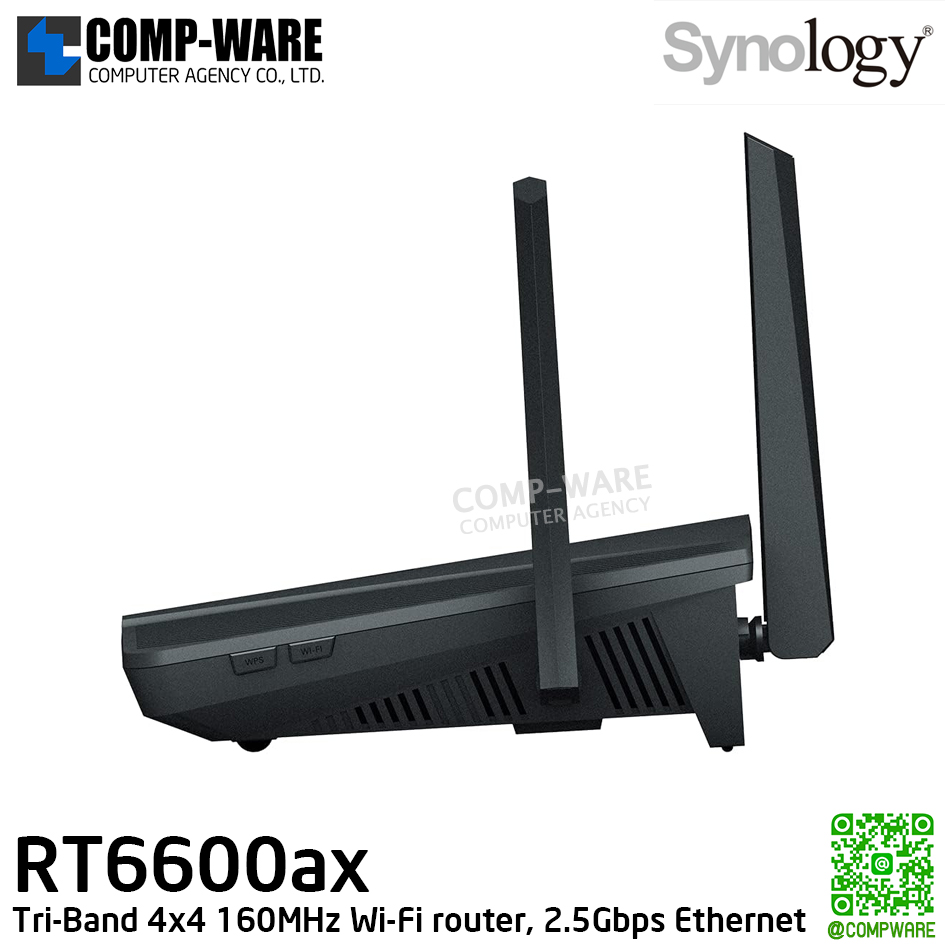Synology RT6600ac Tri-Band 4x4 160MHz Wi-Fi router, 2.5Gbps Ethernet, VLAN segmentation, Multiple SSIDs, parental controls, Threat Prevention, VPN - 2Y Warranty