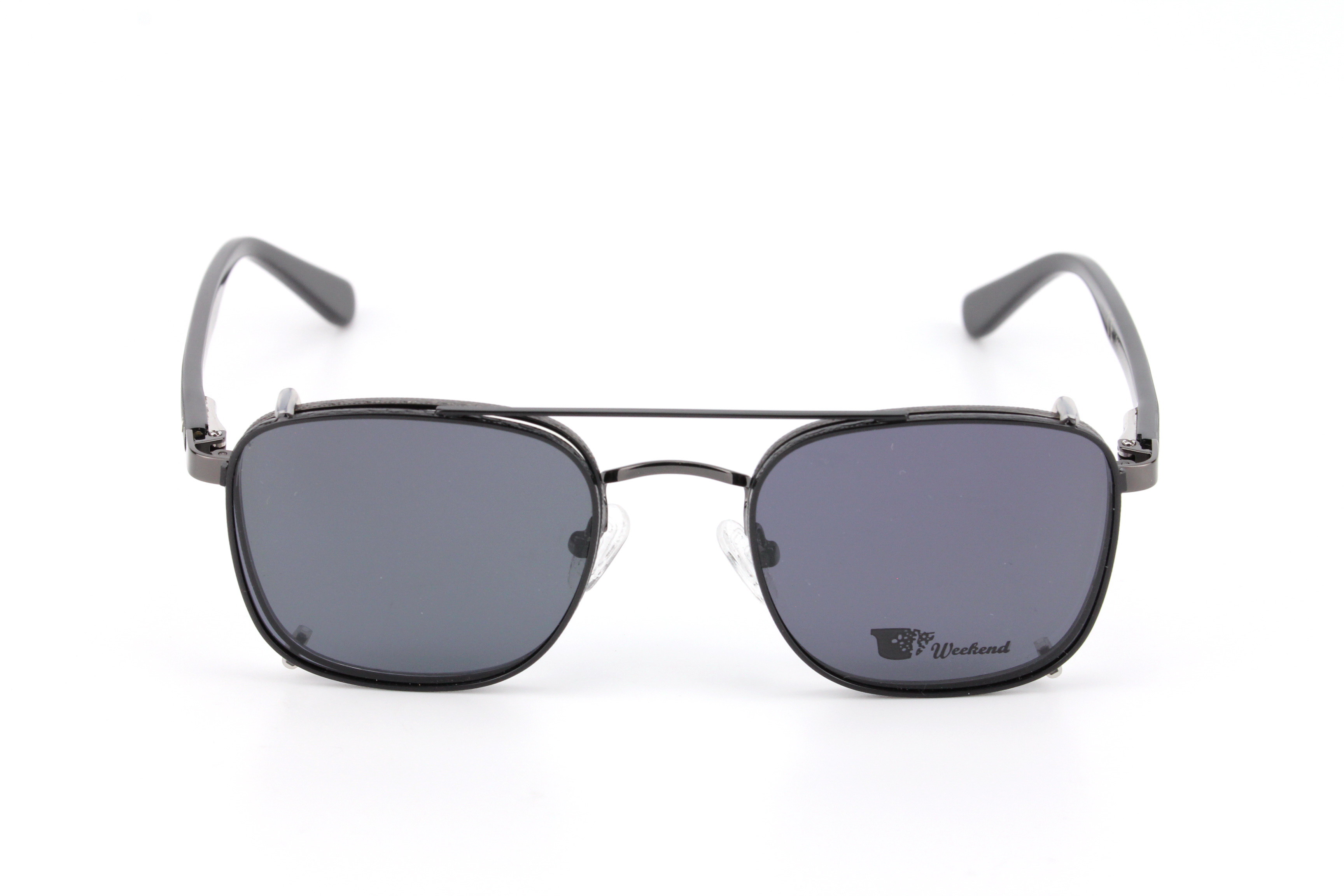 กรอบแว่นสายตาพร้อมคลิปกันแดด Weekend Square Gunmetal