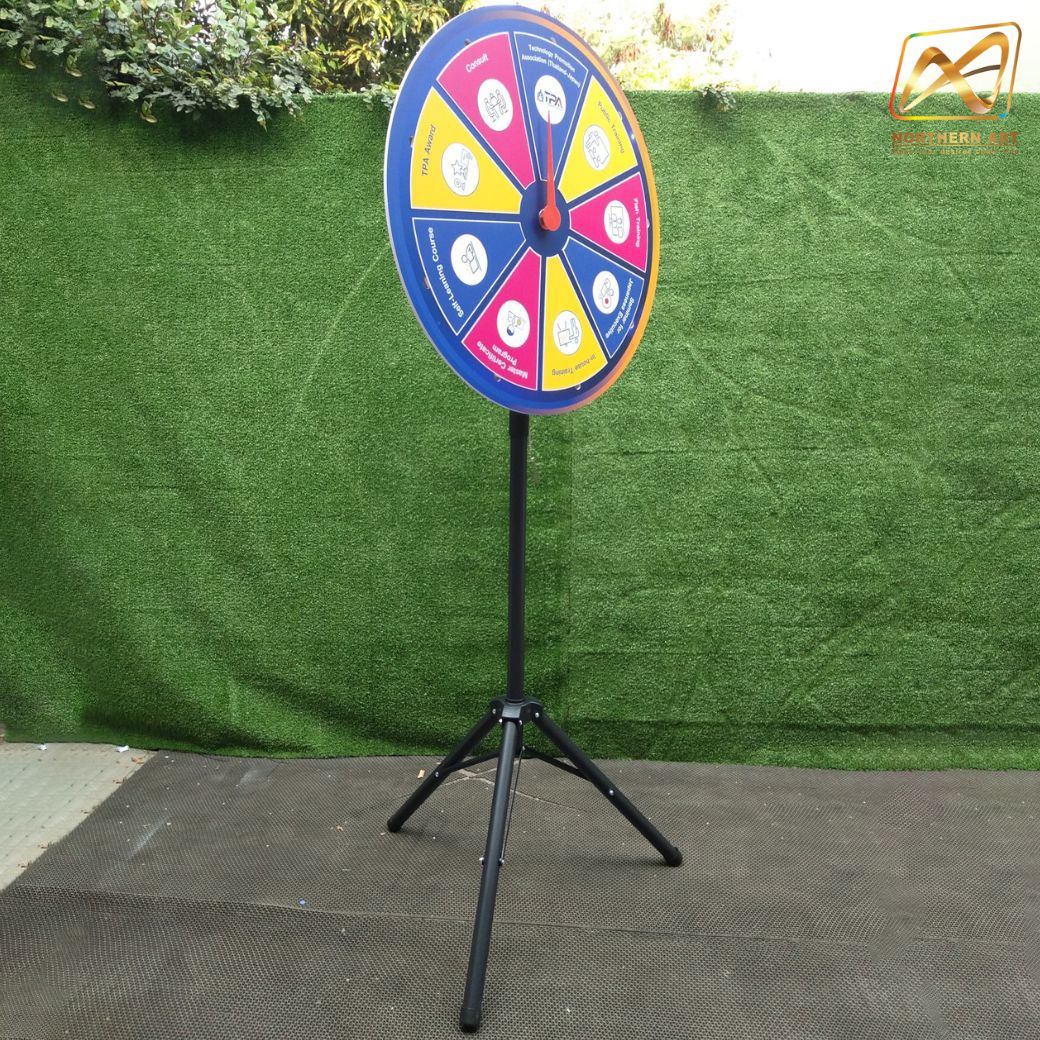 เกมส์วงล้อแม่เหล็ก 3 ขา พร้อมแผ่นสามเหลี่ยม ขาปรับระดับสูง-ต่ำ 120-177 ซม. จัดเก็บง่าย เคลื่อนย้ายสะดวก