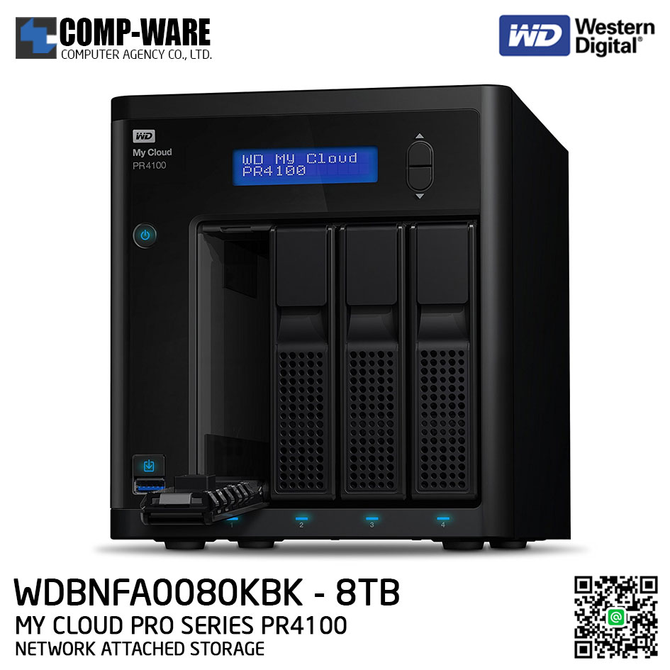 WD 8TB My Cloud Pro Series PR4100 4-Bay Network Attached Storage - WDBNFA0080KBK-SESN