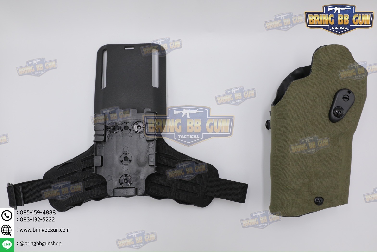 ซองปืน 6354DO Ver. 2 (ซอง6354+สายรัดต้นขาแบบนวม) ซองปืนพกนอกปลดนิ้วโป้ง + ช่องไฟฉาย (ซองปืน 6354DO) (6354 DO) (Glock 17/18/19 + X300) (P320 + X300)