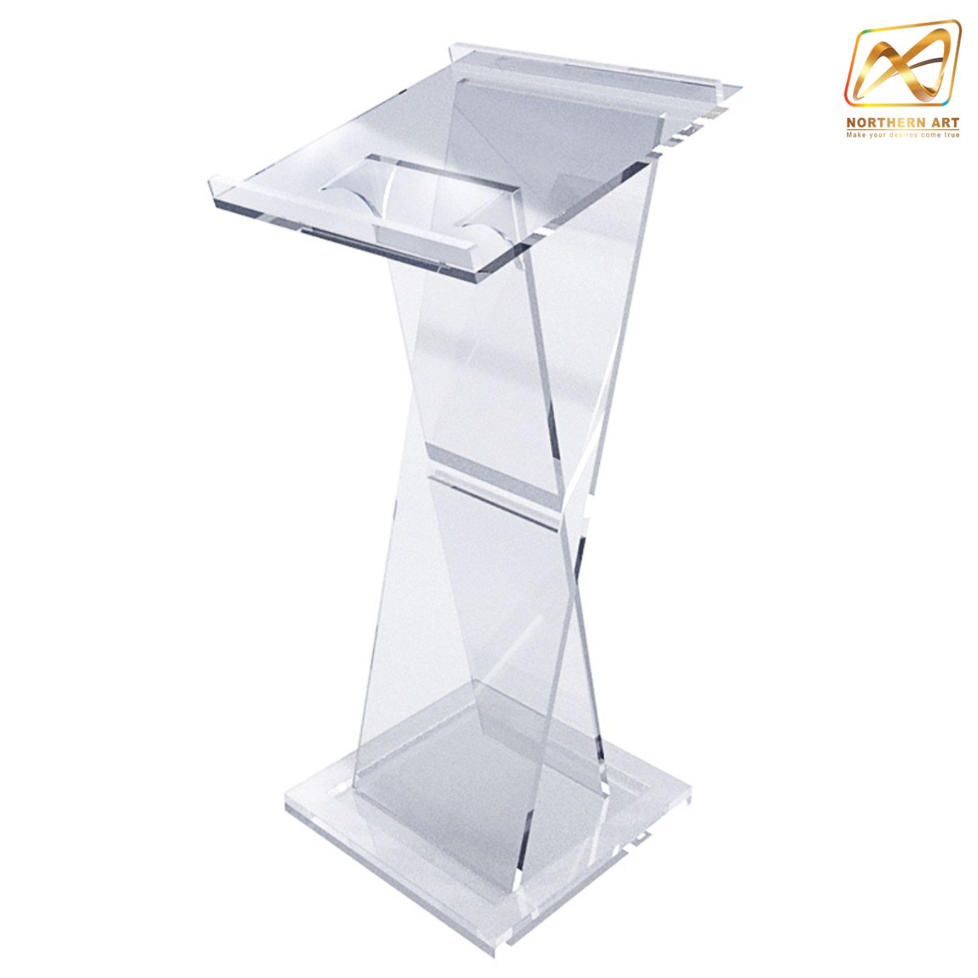 โพเดียม ให้เช่า อะคริลิคทรง X หนา 15 มม. ขนาด 50x55x123 ซม. พร้อมบริการรับ-ส่ง กทมฯและปริมณฑล