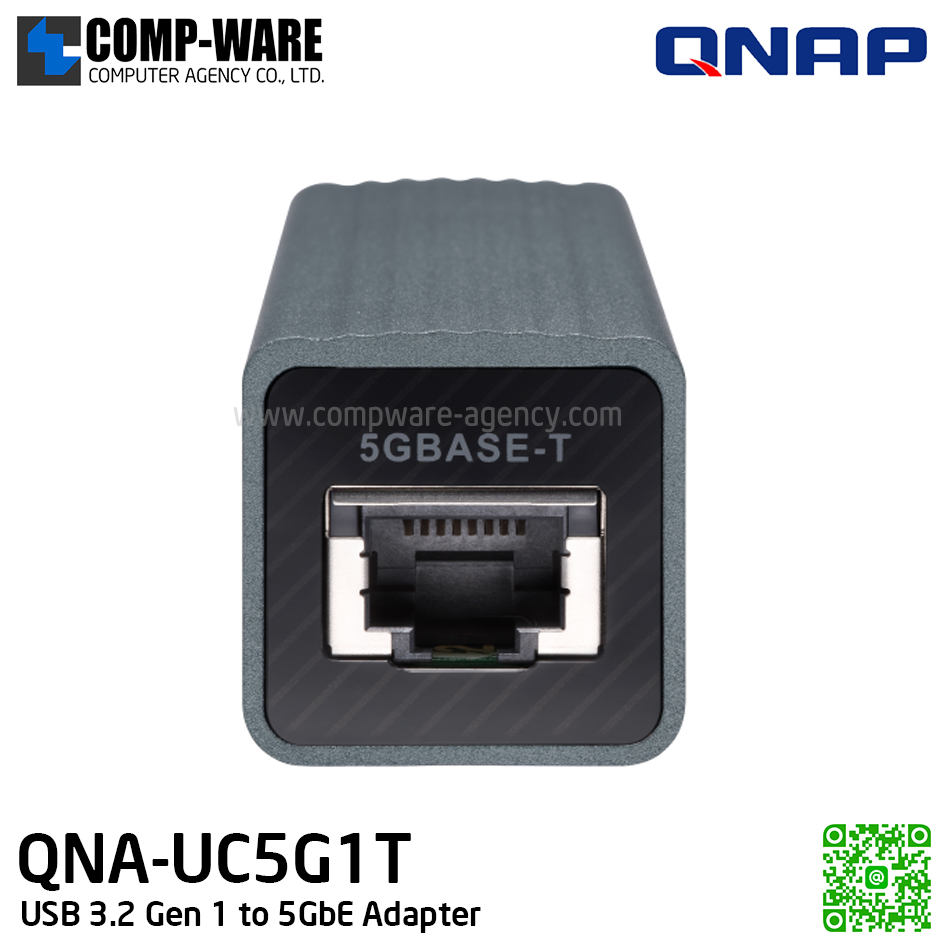 QNAP QNA-UC5G1T USB 3.2 Gen 1 to 5GbE Adapter (รับประกัน 1 ปี) Connect to 5GbE networks over USB 3.2 Gen1