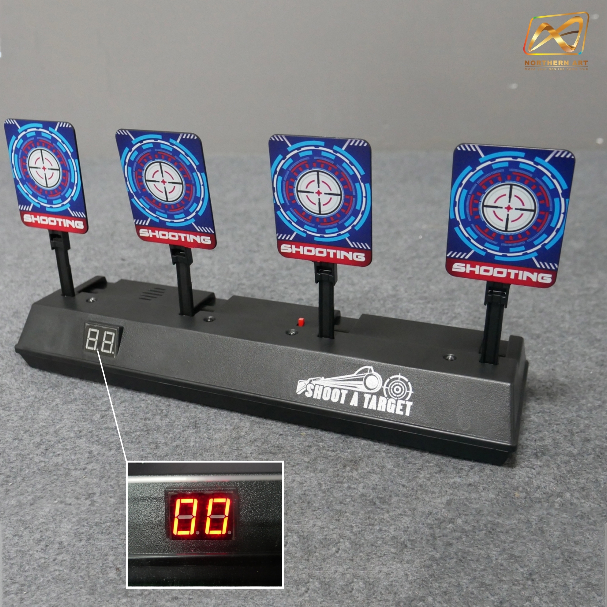 เกมส์ยิงเป้าตั้งโต๊ะ ขนาด (W)40 x (D)40 x (H)90 cm. พร้อมเป้านิ่ง 4 แผ่น 3 ชุด และปืนกระสุนโฟม 1 กระบอก