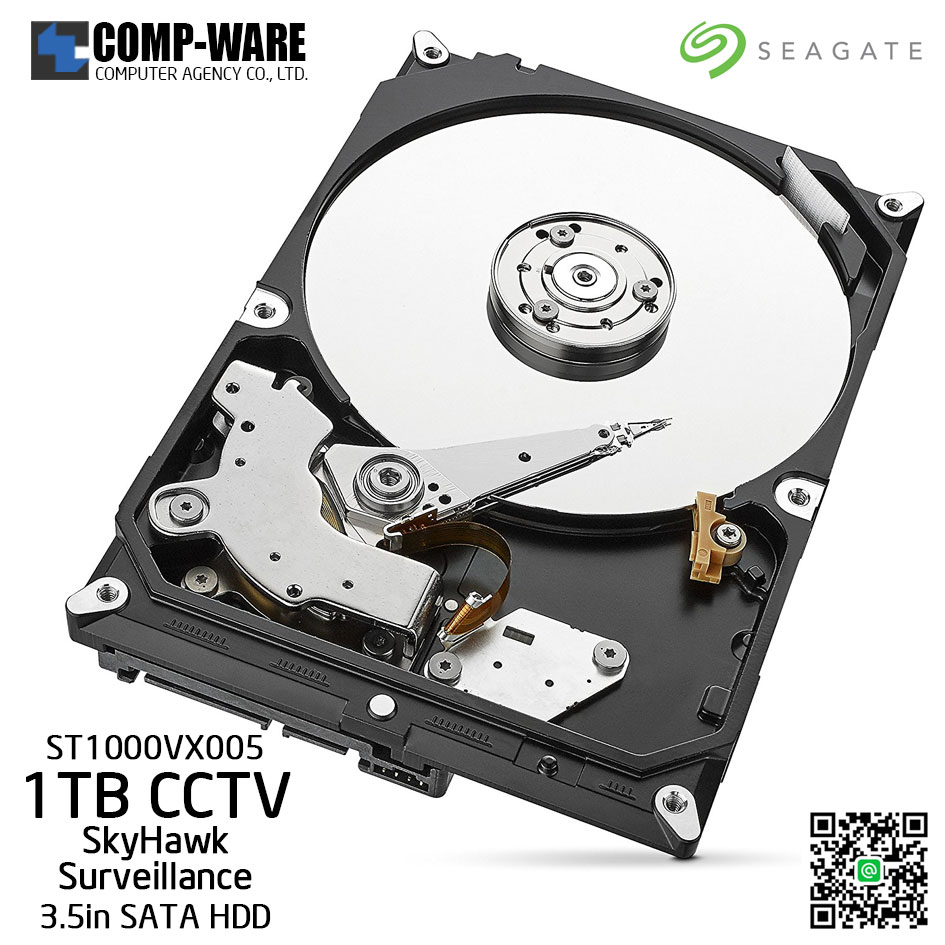 Seagate 1TB SkyHawk Surveillance Hard Drive - SATA 6Gb/s 5900RPM 64MB Cache 3.5-Inch Internal Drive (ST1000VX005)