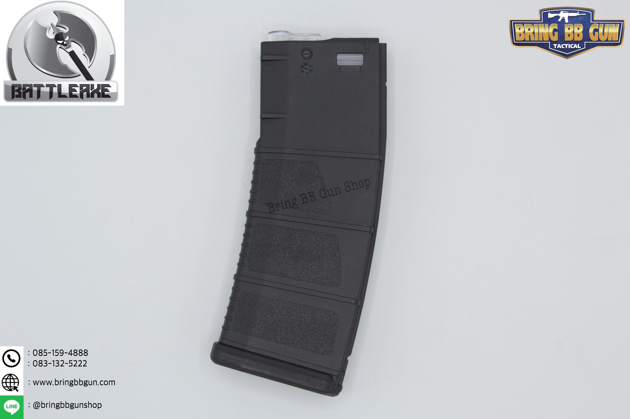 แม็กกาซีน M4 ยี่ห้อ Battle Axe แบบปั่น มี4ทรงให้เลือก ทรง P-mag(P-mag Hi-cap magazine) ทรง EPM(EPM Hi-cap magazine) ทรง 002(002 Hi-cap magazine) ทรง IMI Lancer(IMI Lancer Hi-cap magazine)