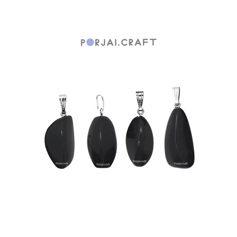 Black Obsidian Free Form Pendants จี้ออบซิเดียน