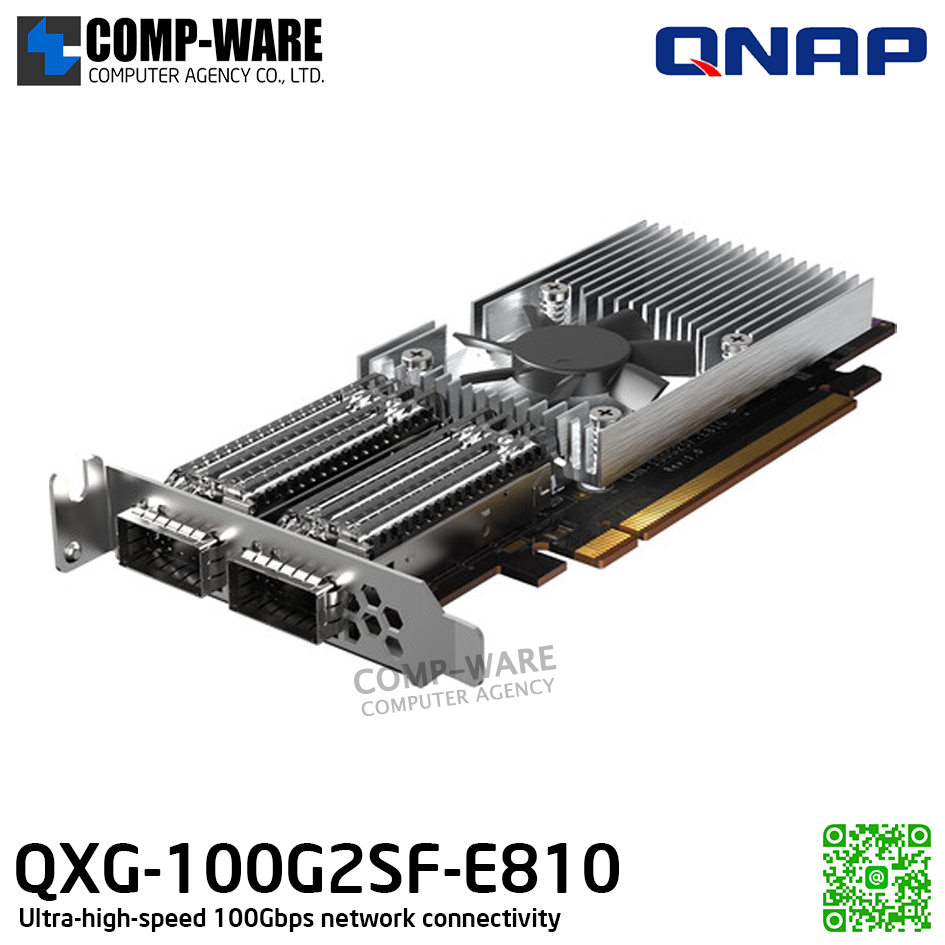 QNAP QXG-100G2SF-E810 Dual-Port 100GbE PCIe 4.0 x16 Network Expansion Card - Spare Part - 2Y Warranty