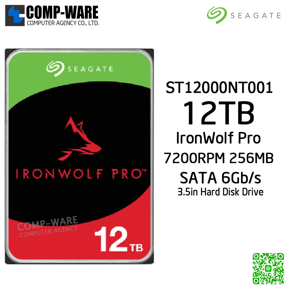 Seagate 12TB IronWolf Pro 7200RPM SATA 6Gb/s 256MB Cache 3.5-Inch NAS Hard Disk Drive ST12000NT001 - 5Y Warranty