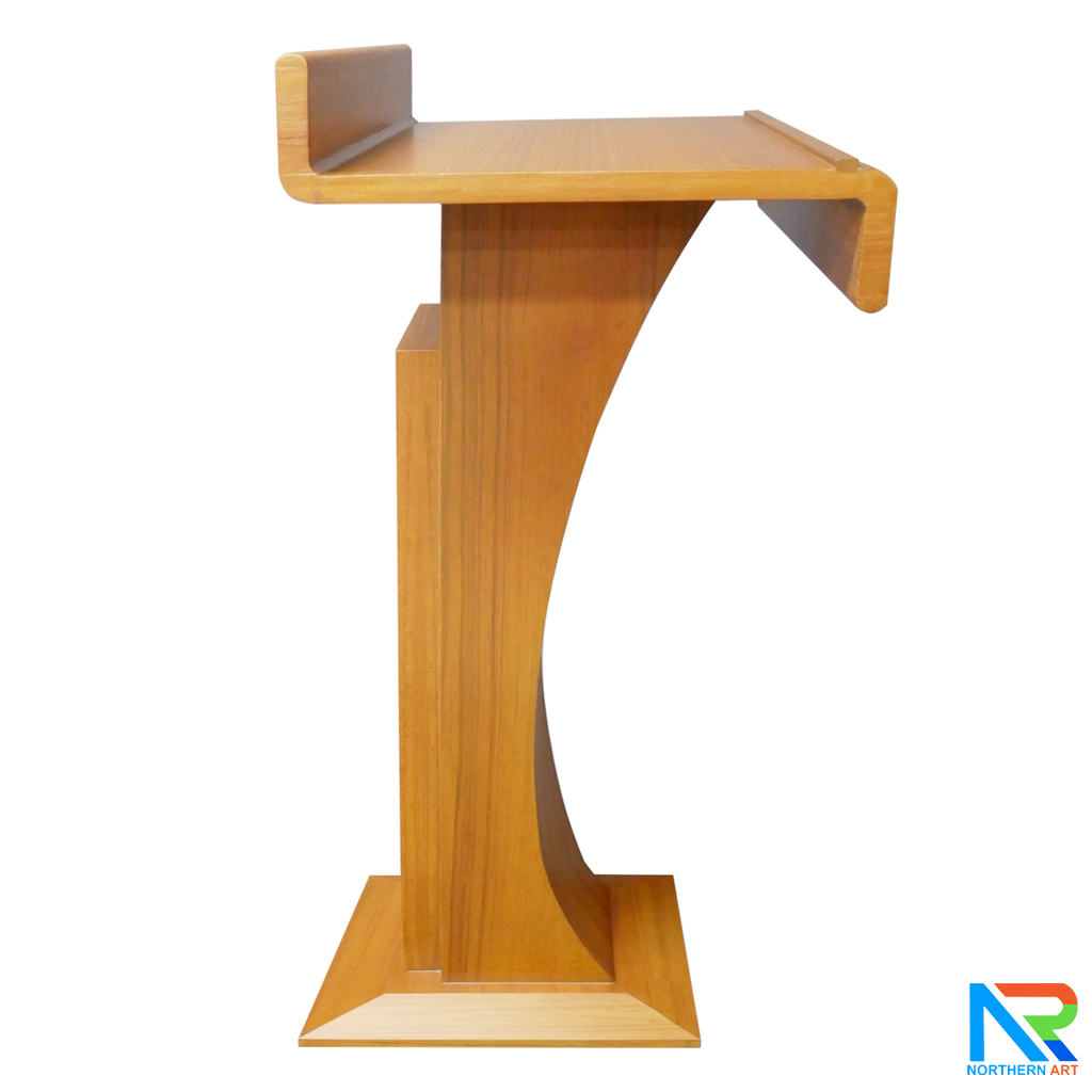 โพเดียมไม้ สีสัก ทรงโมเดิร์น TOPตรง ขนาด (W)55.5 x (L)42 cm. สูง 111 cm.