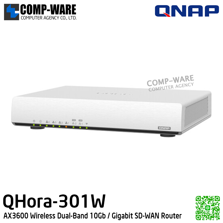 QNAP QHora-301W AX3600 Wireless Dual-Band 10Gb / Gigabit SD-WAN Router / 2Year Warranty