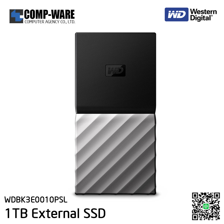 WD 1TB MY PASSPORT SSD Portable Storage - USB 3.1 (Type-C) - Black-Gray - WDBK3E0010PSL