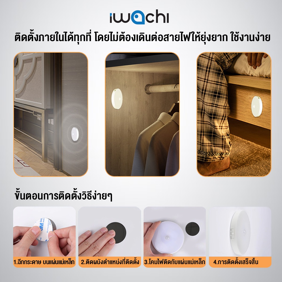 โคมไฟเซ็นเซอร์ ตรวจจับแสง+เคลื่อนไหว 3W (เปลี่ยนโหมดแสงได้ 2 แสง)