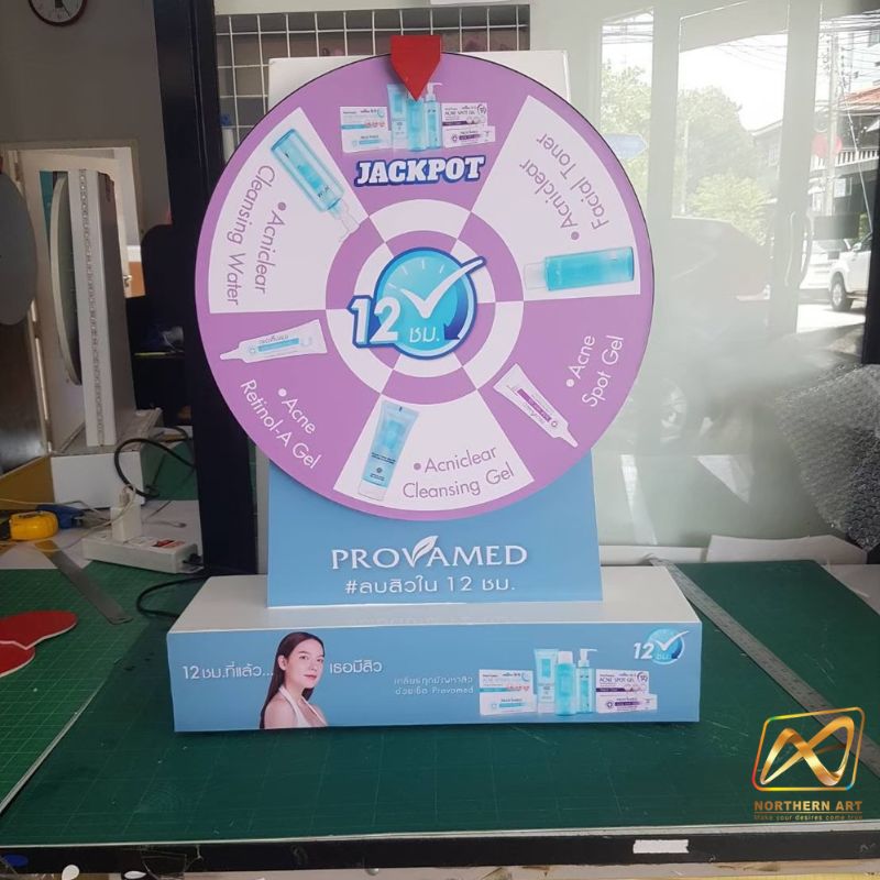 เกมส์วงล้อตั้งโต๊ะ รุ่นเหล็ก ขนาดวงล้อ 40 ซม. (H) 60 cm. มี 2 สี ขาวและดำ