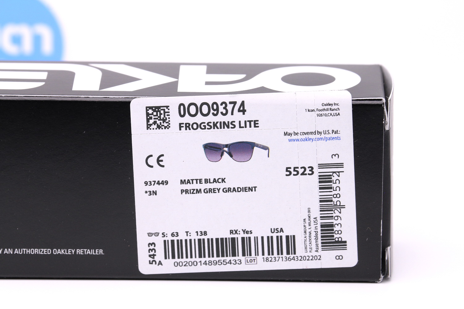 Oakley Frogskins Lite Matte Black/Prizm Grey Gradient SKU#OO9374-49