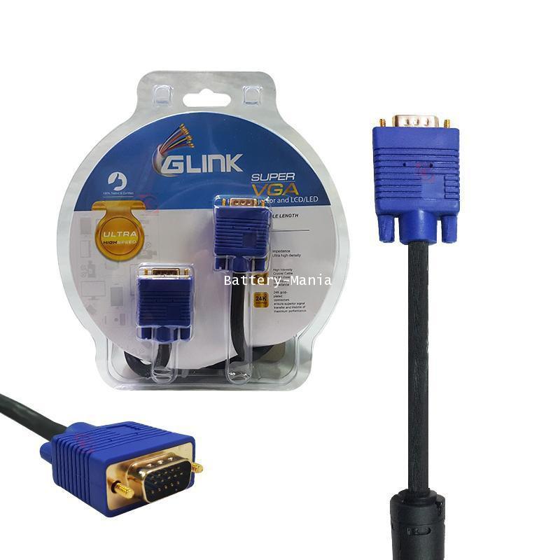 Glink 1.8M VGA Cable สายยาว 1.8 เมตร หัวท้ายตัวผู้ รุ่น SVGA001 หัวเคลือบทอง ออกใบกำกับภาษีได้
