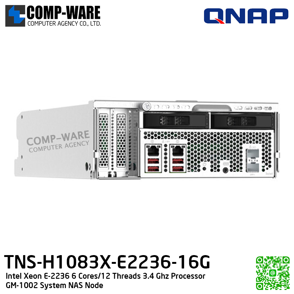 QNAP Intel Xeon E-2236 6 Cores/12 Threads 3.4 Ghz Processor (GM-1002 System NAS Node) TNS-H1083X-E2236-16G - 3Y Warranty