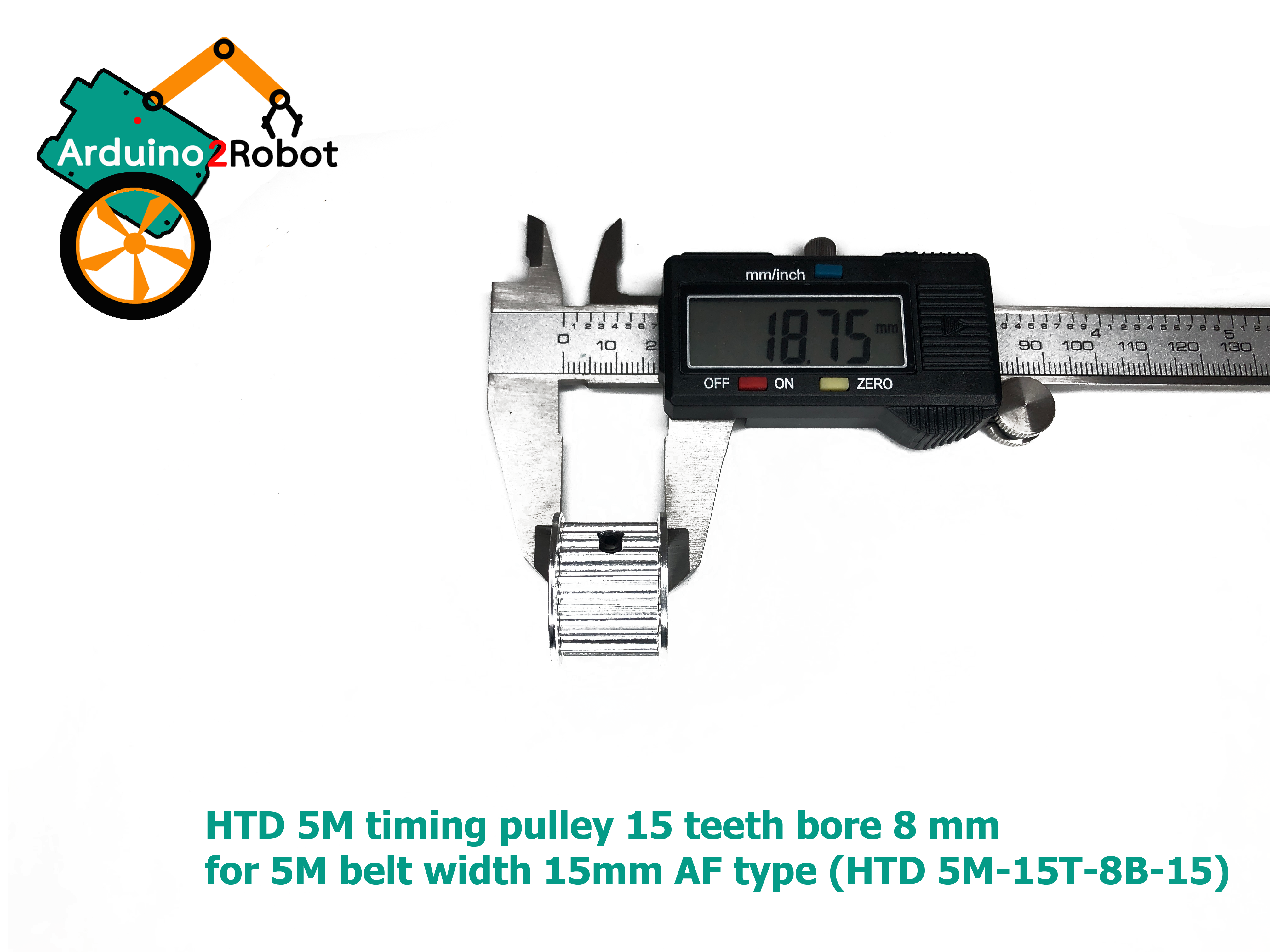 HTD 5M timing pulley 15 teeth bore 8 mm for 5M belt width 15mm AF type (HTD 5M-15T-8B-15)