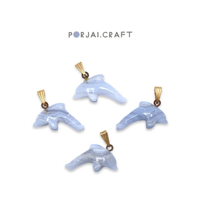 Blue Lace Agate Dolphin Pendant จี้โลมาบลูเสซอาเกต