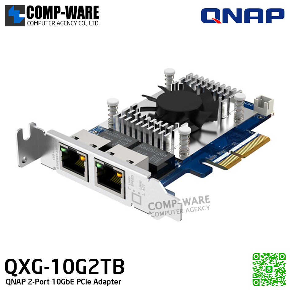 QNAP QXG-10G2TB 2-Port 10GbE PCIe Adapter Card - Spare Part - 2Y Warranty