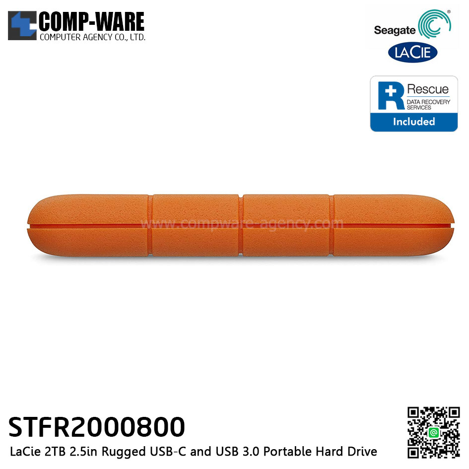 Seagate LaCie 2TB 2.5in Rugged USB-C and USB 3.0 Portable Hard Drive - STFR2000800
