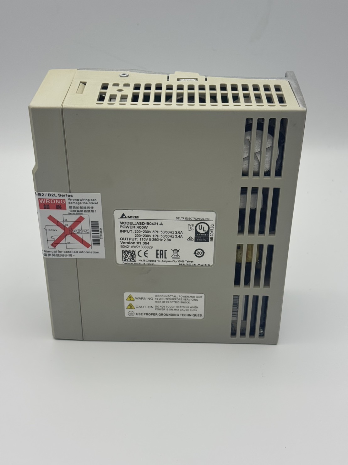 Delta AC Servo Drive ASD-B0421-A 400W 220V 1-Phase