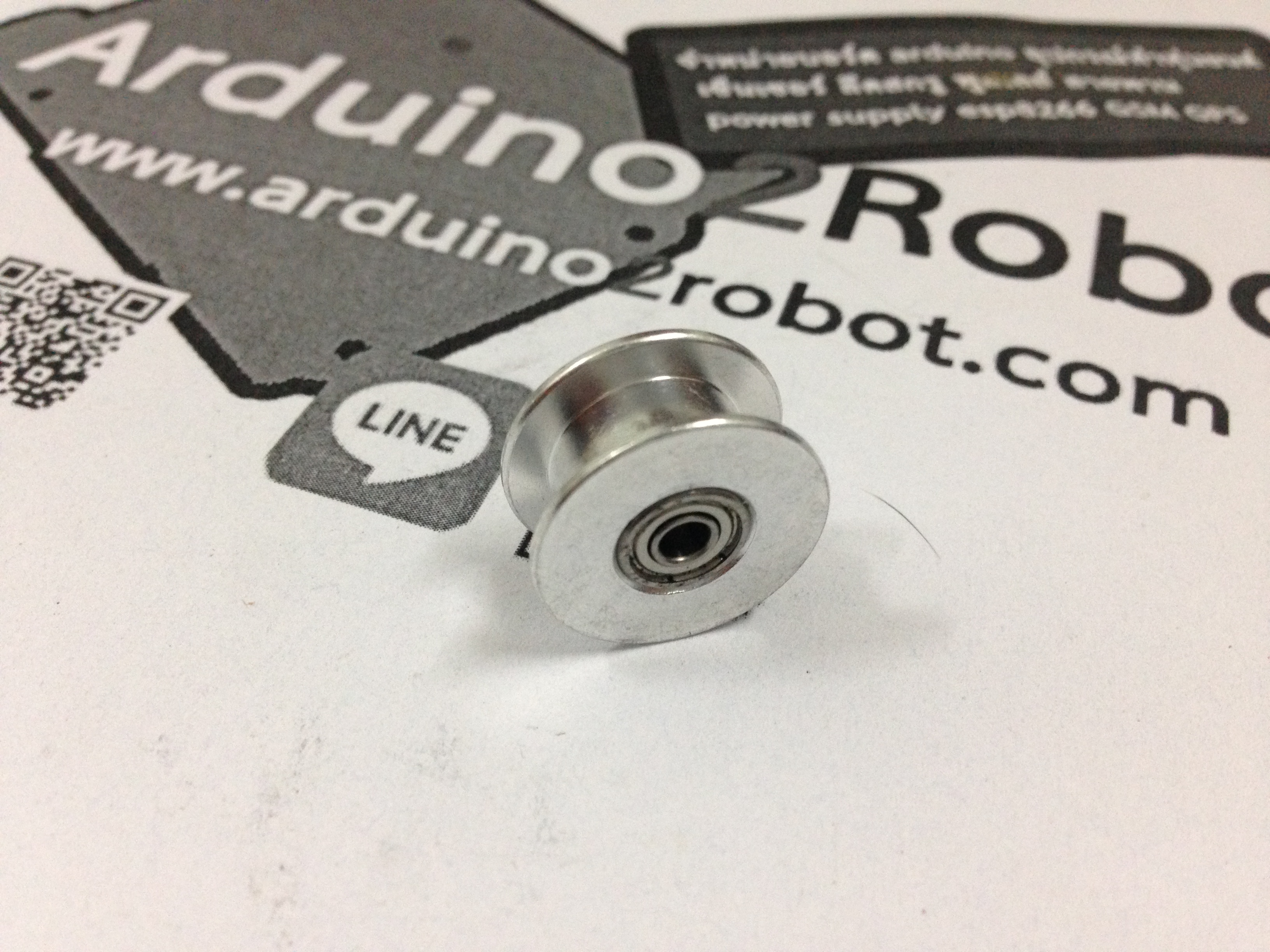 Pulley ไม่มีฟัน ขนาดเท่าพูลเล่ย์ 20ฟัน สำหรับสายพานกว้าง 6mm แบบมีลูกปืนด้านในหมุนอิสระ สำหรับแกน 3mm