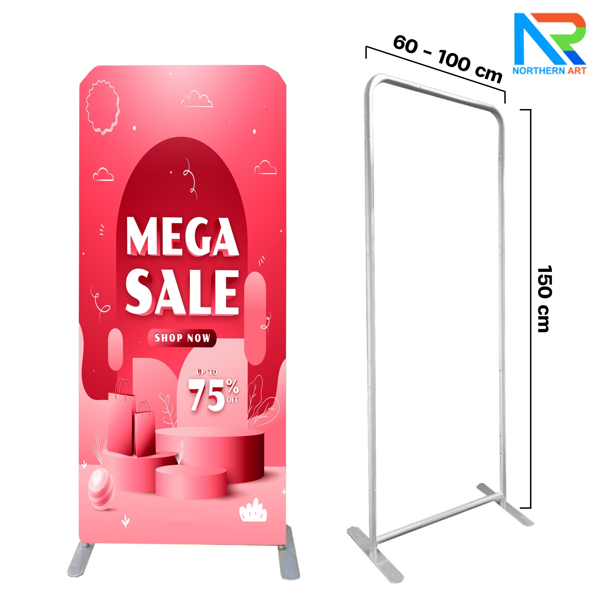 แบคดรอปผ้า Fabric Backdrop รุ่นตรง ขนาด (H)150 x (W)60-100 cm. โครงอะลูมิเนียม ถอดประกอบได้ แถมฟรี! กระเป๋าใส่อุปกรณ์ 1 ใบ