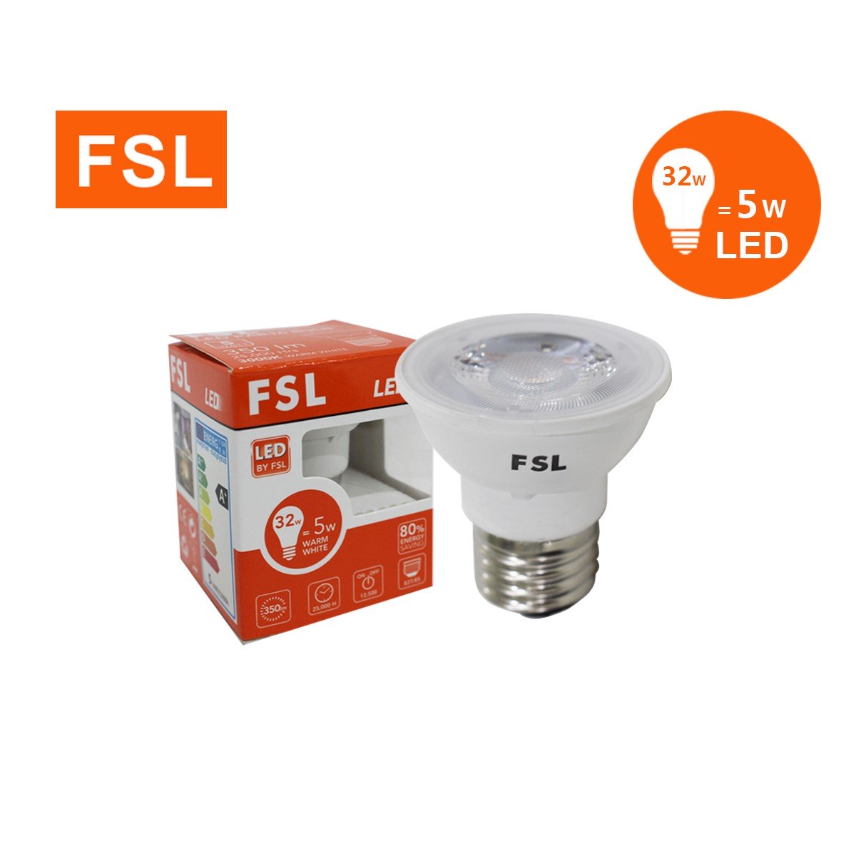ไฮพาวเวอร์ FSL-PAR16-220V-5W แสงขาวและแสงวอร์มไวท์