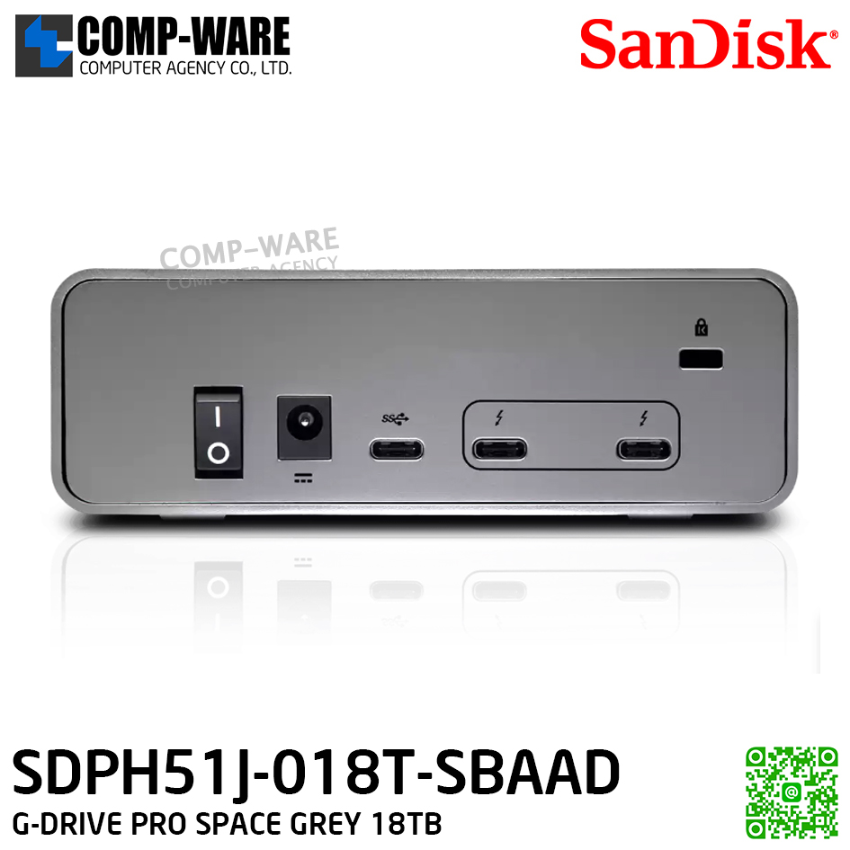 SanDisk Professional 18TB G-DRIVE PRO SPACE GREY ,Enterprise-Class Desktop Hard Drive, Thunderbolt 3, USB-C, 3Y Warranty - SDPH51J-018T-SBAAD