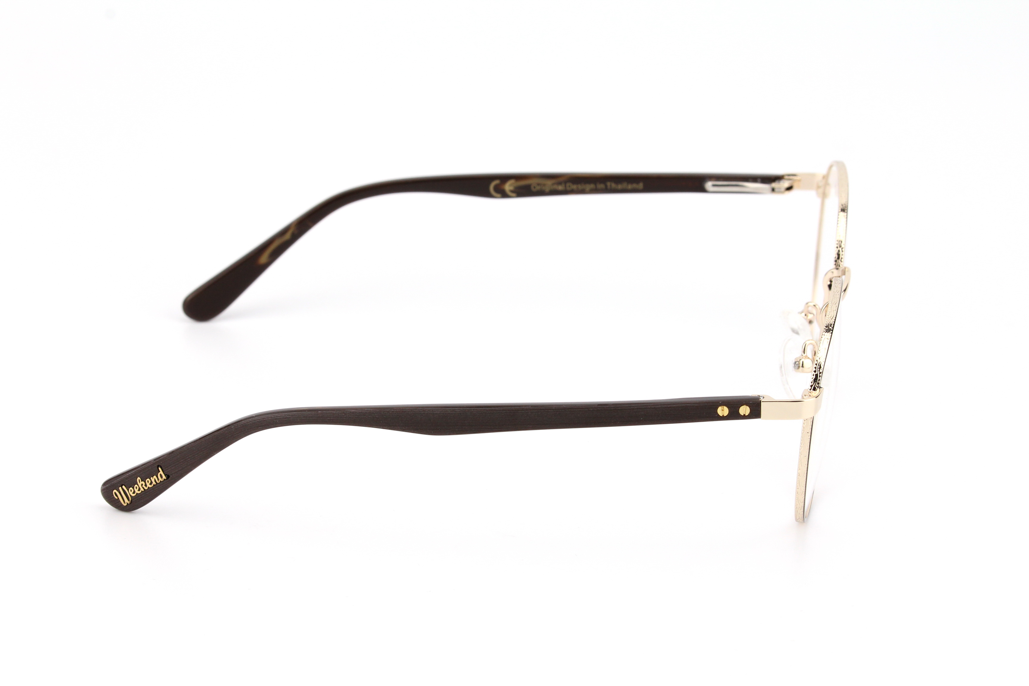 กรอบแว่นสายตาพร้อมคลิปกันแดด Weekend Round Gold