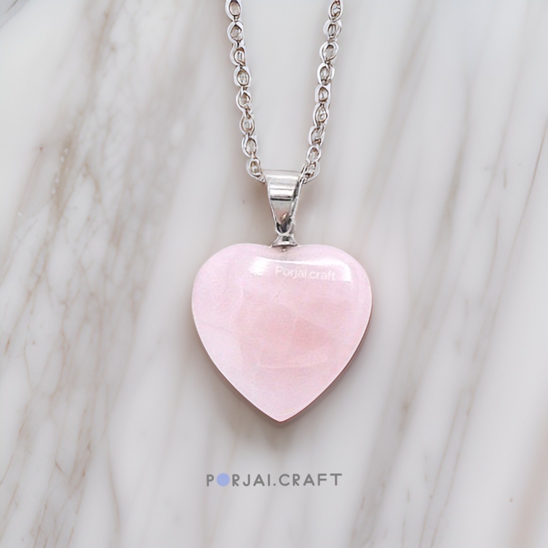 Rose Quartz Heart Pendant จี้โรสควอตซ์หัวใจ