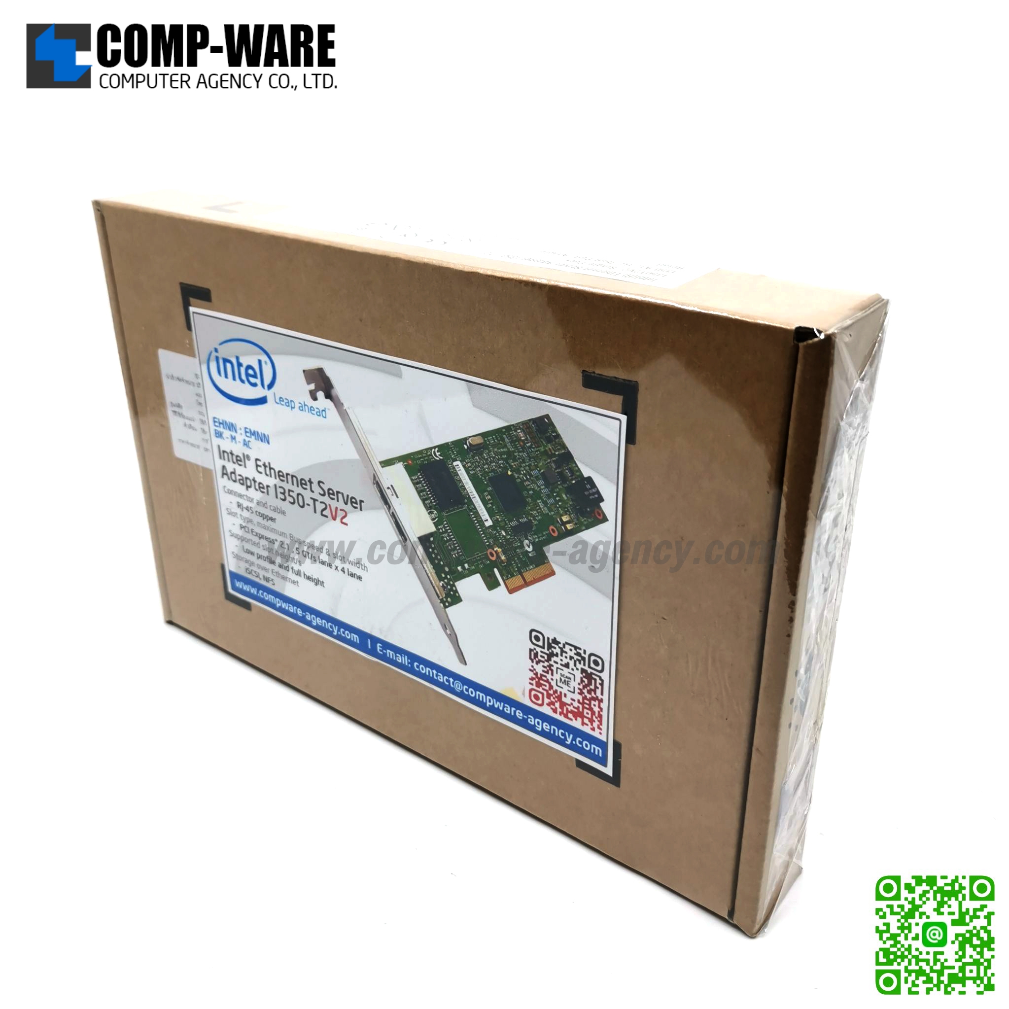 Intel Ethernet Server Adapter I350-T2V2 (2-Port) RJ-45 Connector I350T2V2 เหมาะสำหรับ Server/Workstation แบบBOX / No warranty