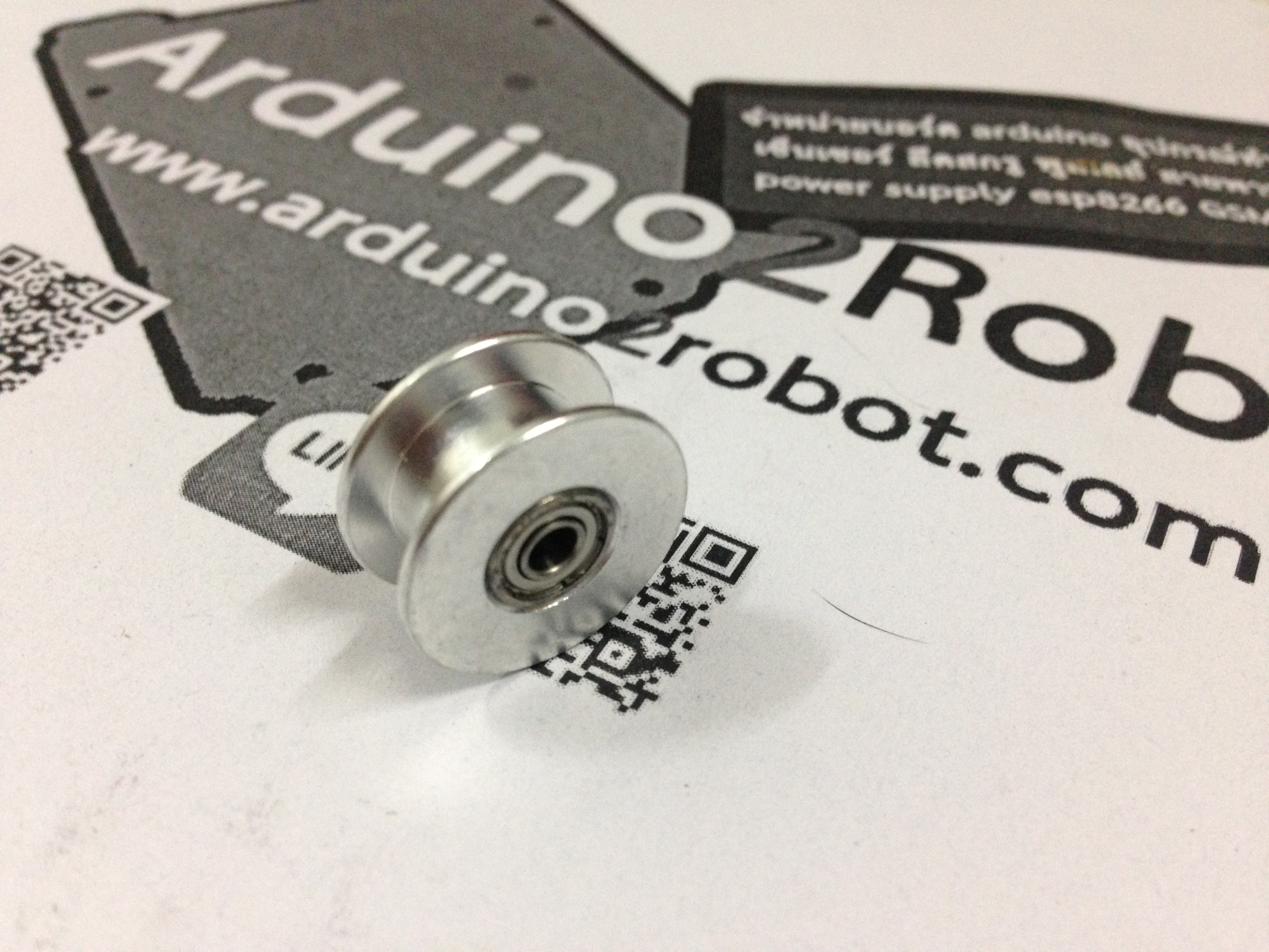 Pulley ไม่มีฟัน ขนาดเท่าพูลเล่ย์ 20ฟัน สำหรับสายพานกว้าง 6mm แบบมีลูกปืนด้านในหมุนอิสระ สำหรับแกน 3mm