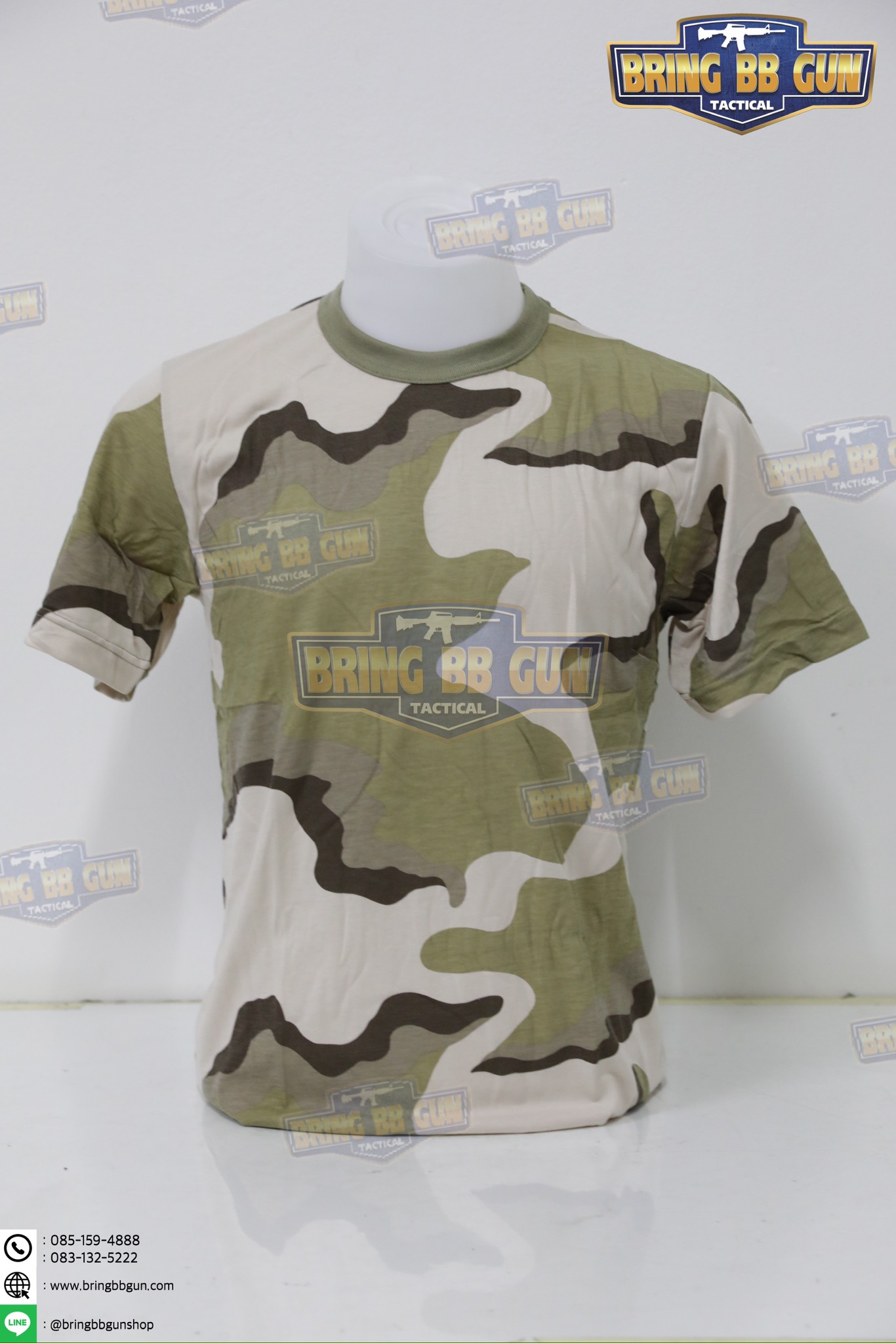 เสื้อยืดคอกลมลายพราง พิมพ์ลาย3D ผ้า TC