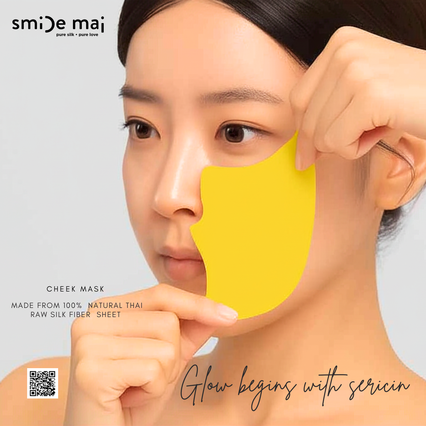 Travel set 10 pcs. 100% Biodegradable Natural Thai Golden Raw Silk CHEEK MASK - แผ่นมาส์กแก้มใยไหมธรรมชาติ 100% (10ชิ้น)