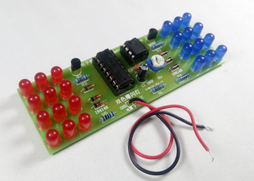 ชุดไฟกระพริบ ไฟฉุกเฉิน กู้ภัย น้ำเงิน-แดง ใช้ไฟ 9-12v - ชุดคิทยังไม่ประกอบ