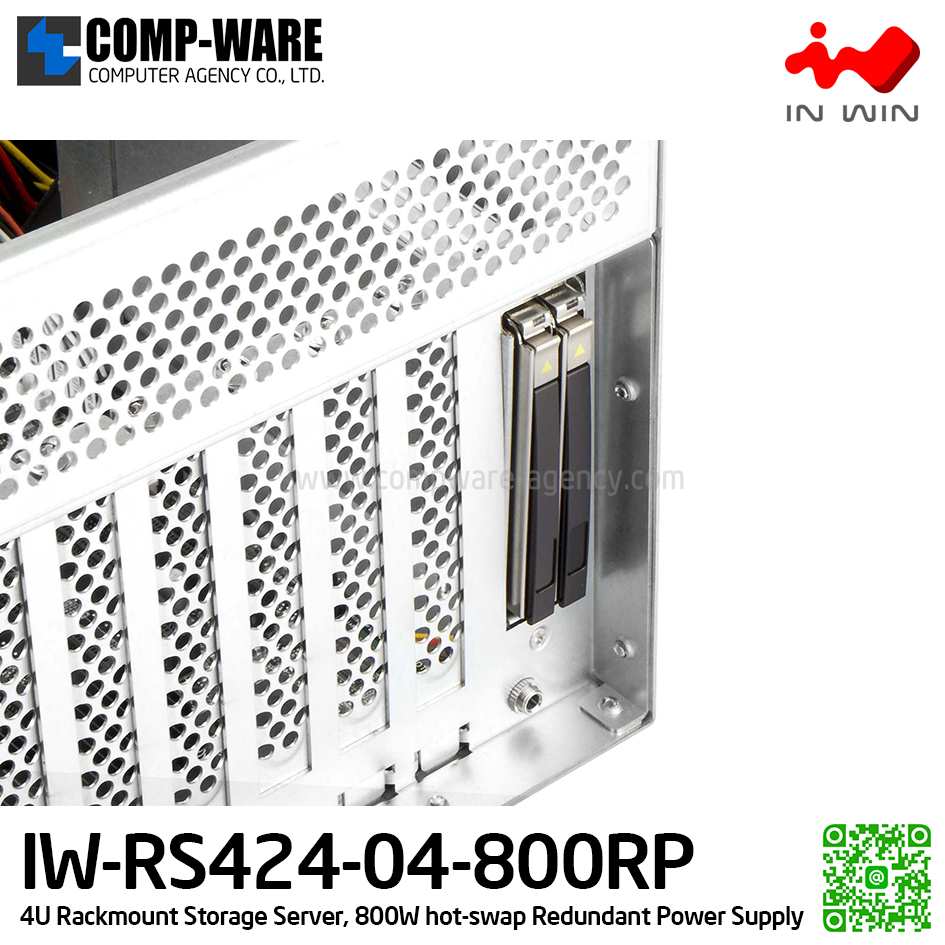 IN-WIN IW-RS424-04-800RP 4U Rackmount Storage Server, 800W hot-swap Redundant Power Supply (เคสเปล่า+พาวเวอร์ซัพพลาย) รับประกัน 3ปี