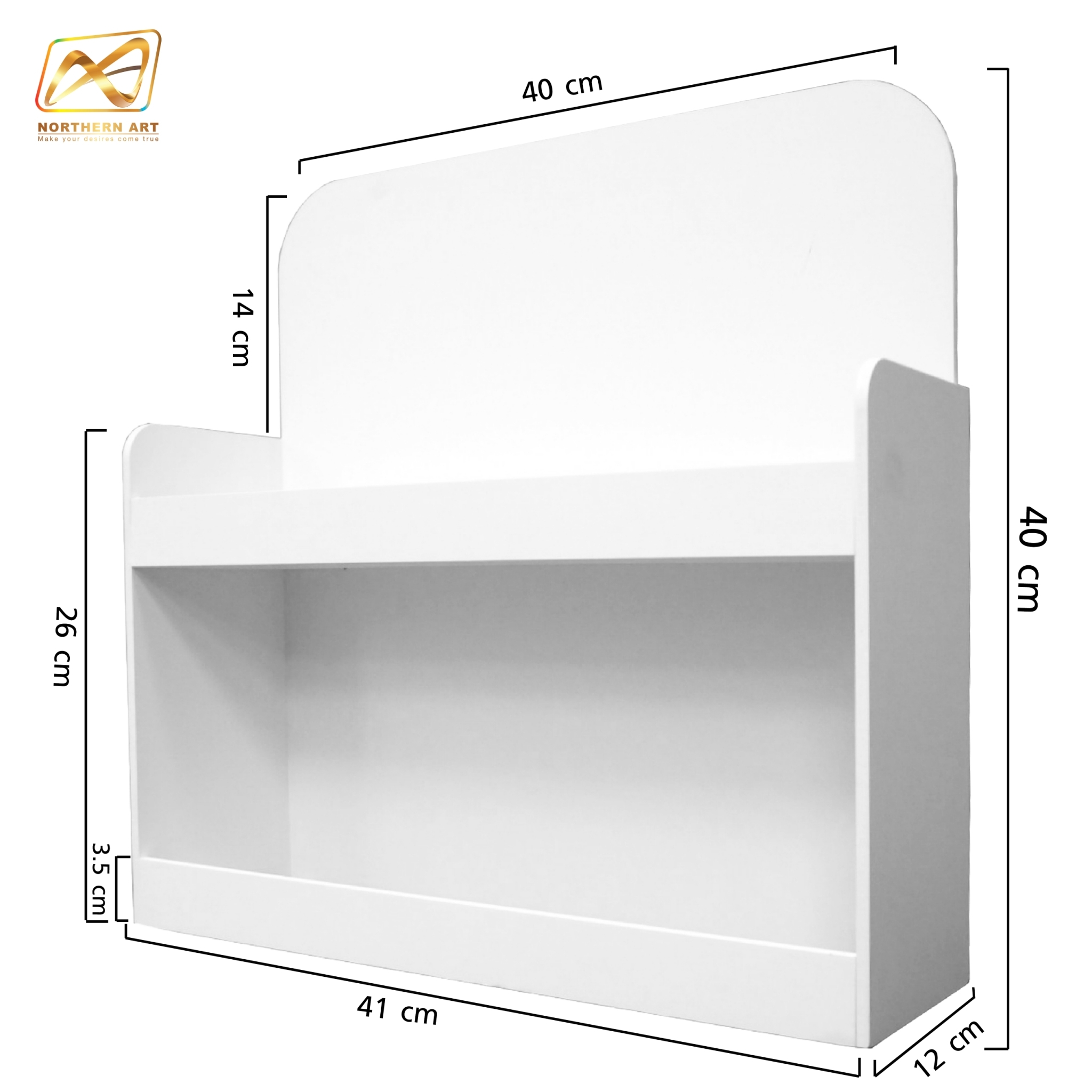 ชั้นวางสินค้าตั้งโต๊ะ TB18 แบบ 2 ชั้น ขนาด (W)40 x (D)12 x (H)40 cm.วัสดุพลาสวูดหนา 5 มม.