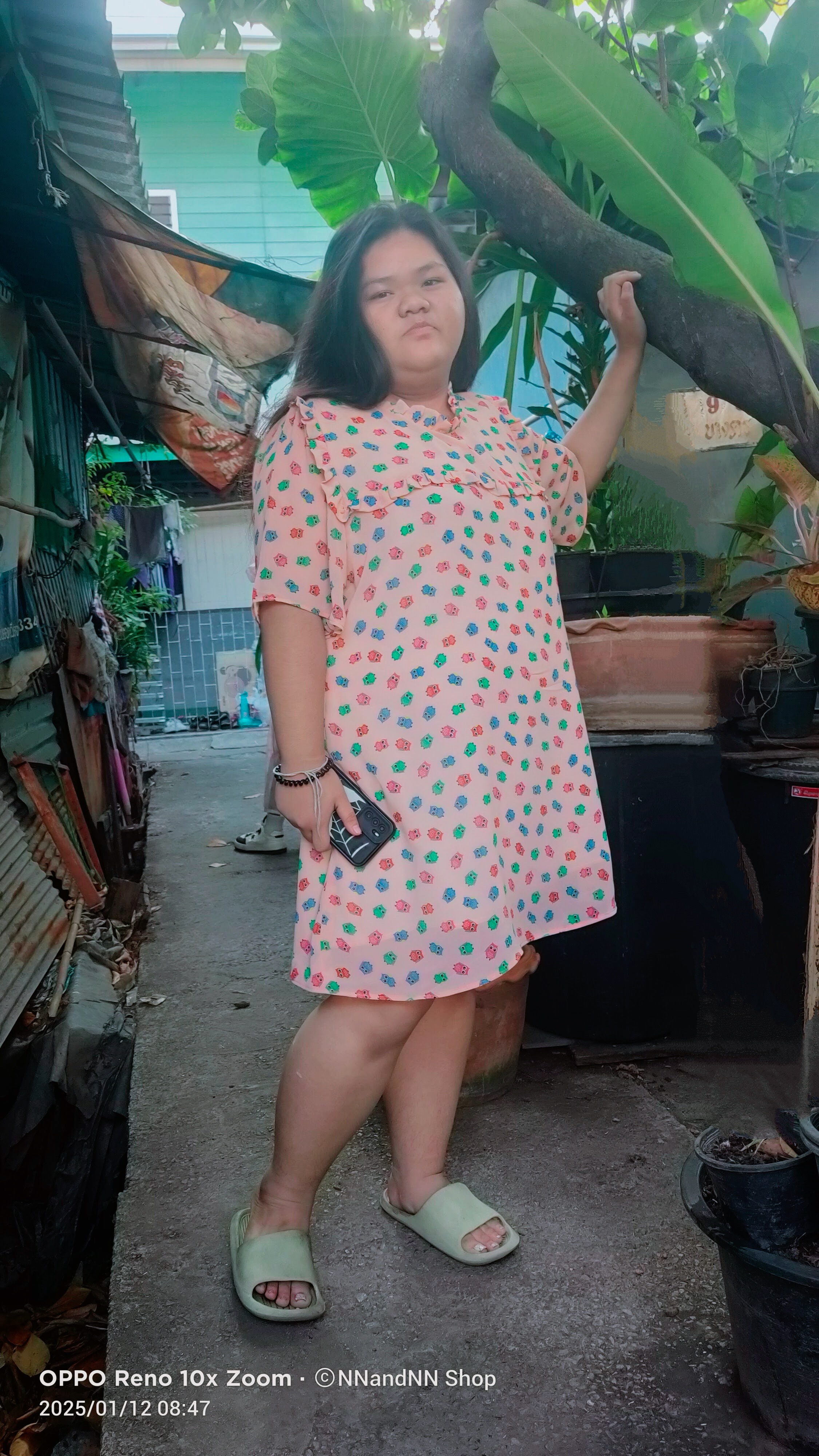 NNandNN Shop 13 0004 เดรสผ้าชีฟองระบายคอ และหน้าอก