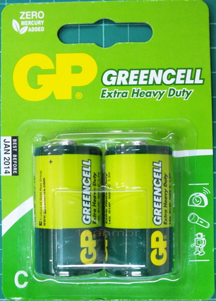 แบตเตอรี่ GP Carbon Zinc ขนาด C (ก้อนกลาง)2 ก้อน