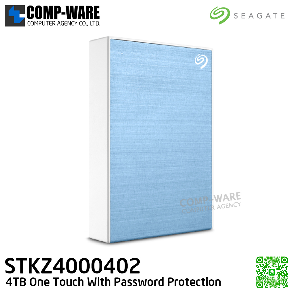 Seagate One Touch With Password Protection 4TB (Light Blue) External HDD 2.5" - STKZ4000402 / 3Y Warranty