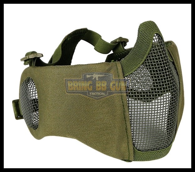 หน้ากากตะแกรงครึ่งหน้า รุ่นแก้มผ้ามีที่ปิดหู