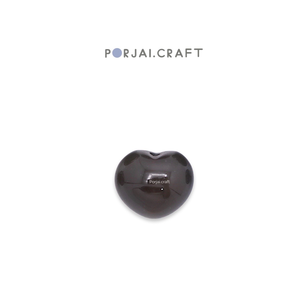 Grey Agate Round Heart Beads ลูกปัดหัวใจอาเกต